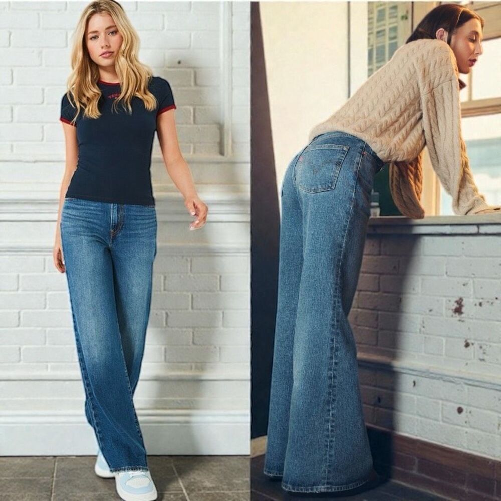 Levi’s Ribcage Ultra High Rise Flare Jeans Vintage Wash Size 32 NWOT - Picture 7 of 13